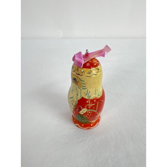 Hand-Painted Wooden Santa Matryoshka Doll Ornament Signed - Picture 4 of 5